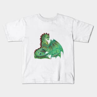 Fancy Patterned Green Dragon Kids T-Shirt